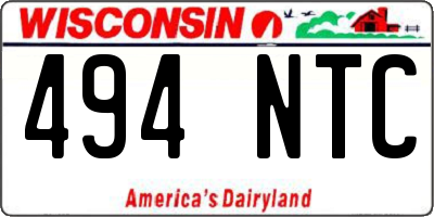 WI license plate 494NTC
