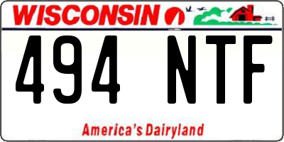 WI license plate 494NTF