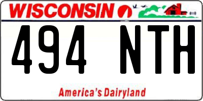 WI license plate 494NTH