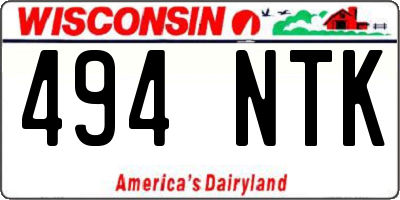 WI license plate 494NTK