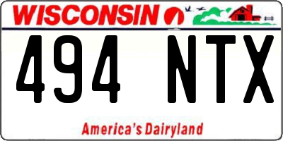 WI license plate 494NTX