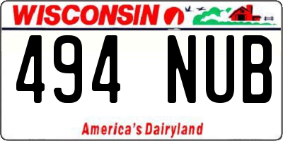 WI license plate 494NUB