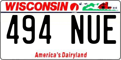 WI license plate 494NUE