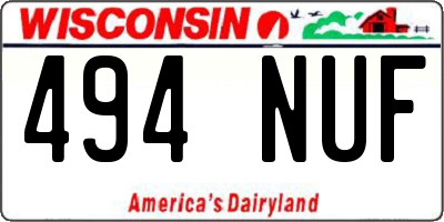 WI license plate 494NUF