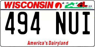 WI license plate 494NUI