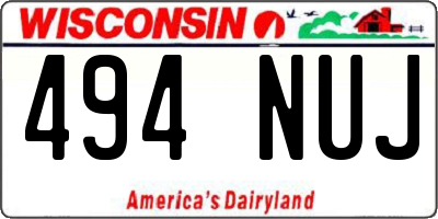 WI license plate 494NUJ