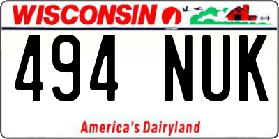 WI license plate 494NUK