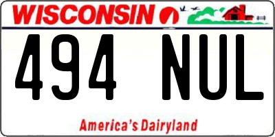 WI license plate 494NUL