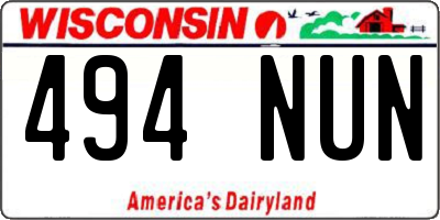 WI license plate 494NUN