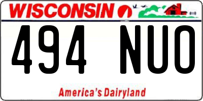 WI license plate 494NUO
