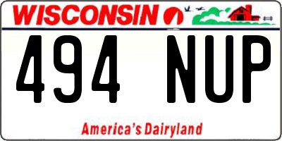 WI license plate 494NUP