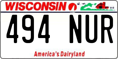 WI license plate 494NUR