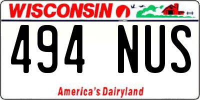 WI license plate 494NUS