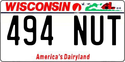 WI license plate 494NUT