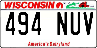 WI license plate 494NUV