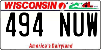 WI license plate 494NUW