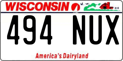 WI license plate 494NUX