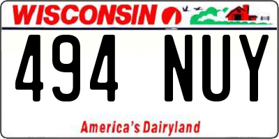 WI license plate 494NUY