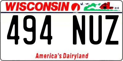 WI license plate 494NUZ
