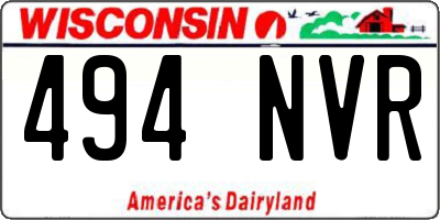 WI license plate 494NVR