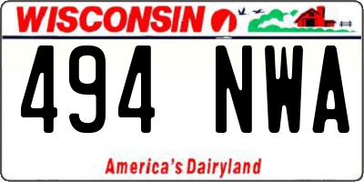 WI license plate 494NWA