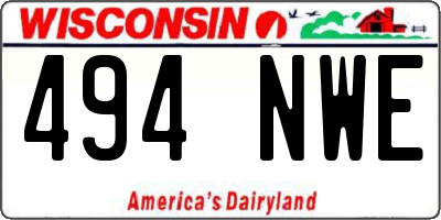 WI license plate 494NWE