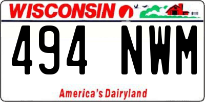 WI license plate 494NWM