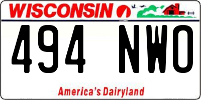 WI license plate 494NWO