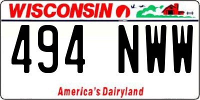 WI license plate 494NWW