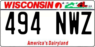WI license plate 494NWZ