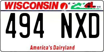 WI license plate 494NXD