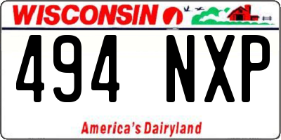WI license plate 494NXP