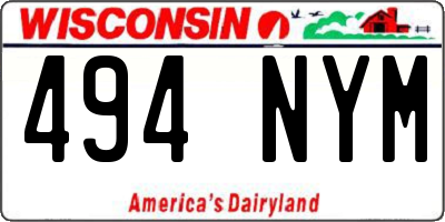 WI license plate 494NYM