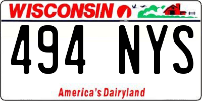 WI license plate 494NYS