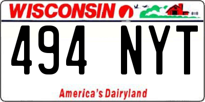 WI license plate 494NYT