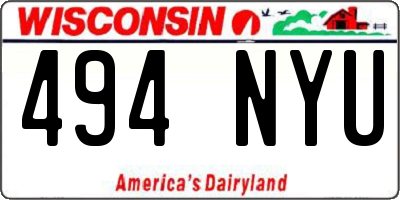 WI license plate 494NYU
