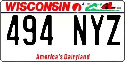 WI license plate 494NYZ