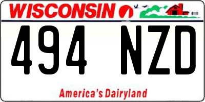 WI license plate 494NZD