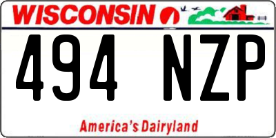 WI license plate 494NZP