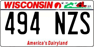 WI license plate 494NZS