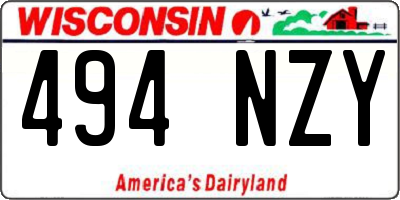 WI license plate 494NZY