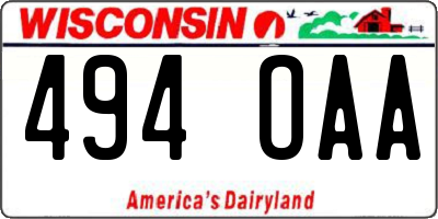 WI license plate 494OAA