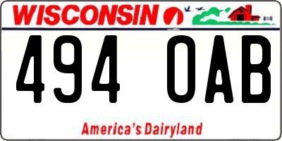 WI license plate 494OAB