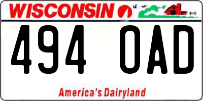 WI license plate 494OAD