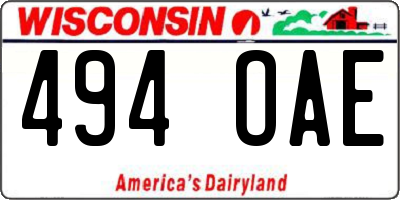WI license plate 494OAE