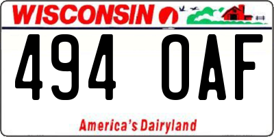 WI license plate 494OAF