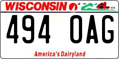 WI license plate 494OAG