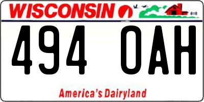 WI license plate 494OAH