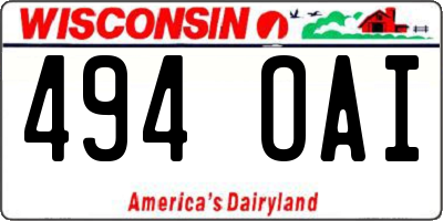 WI license plate 494OAI