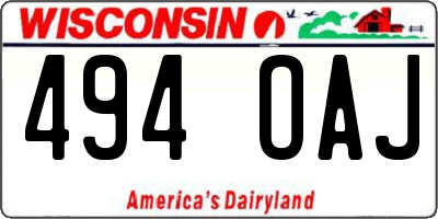 WI license plate 494OAJ